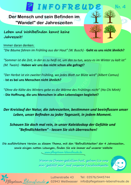 Infofreude Nr. 4 Wohlbefinden nach Jahreszeiten
