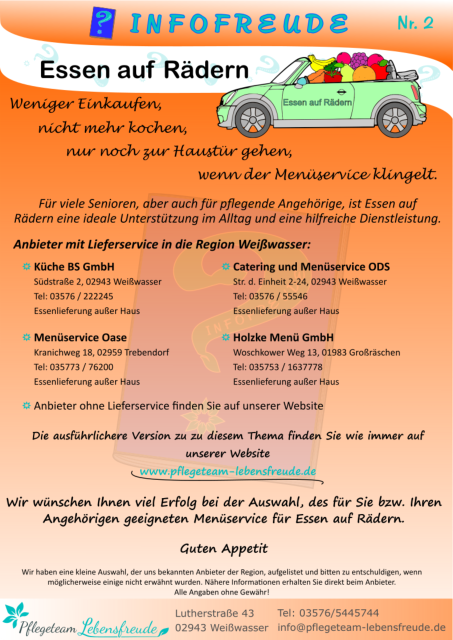Infofreude Nr. 2 Essen auf Rädern